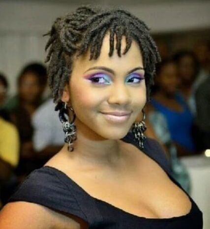 Black bangs on Short Dreads Hairs