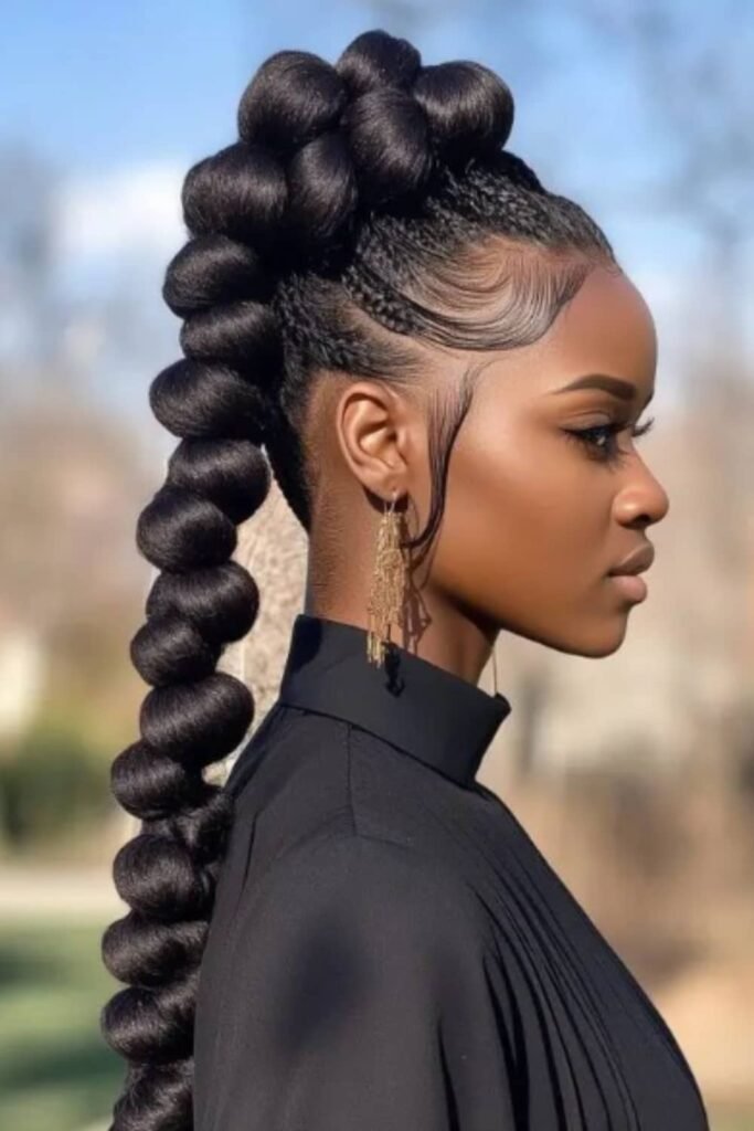 Bubble Ponytail with Cornrows