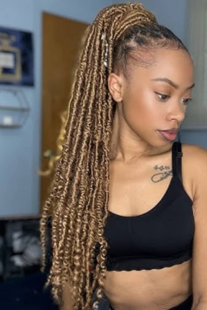 Cornrow Ponytail with Faux Locs