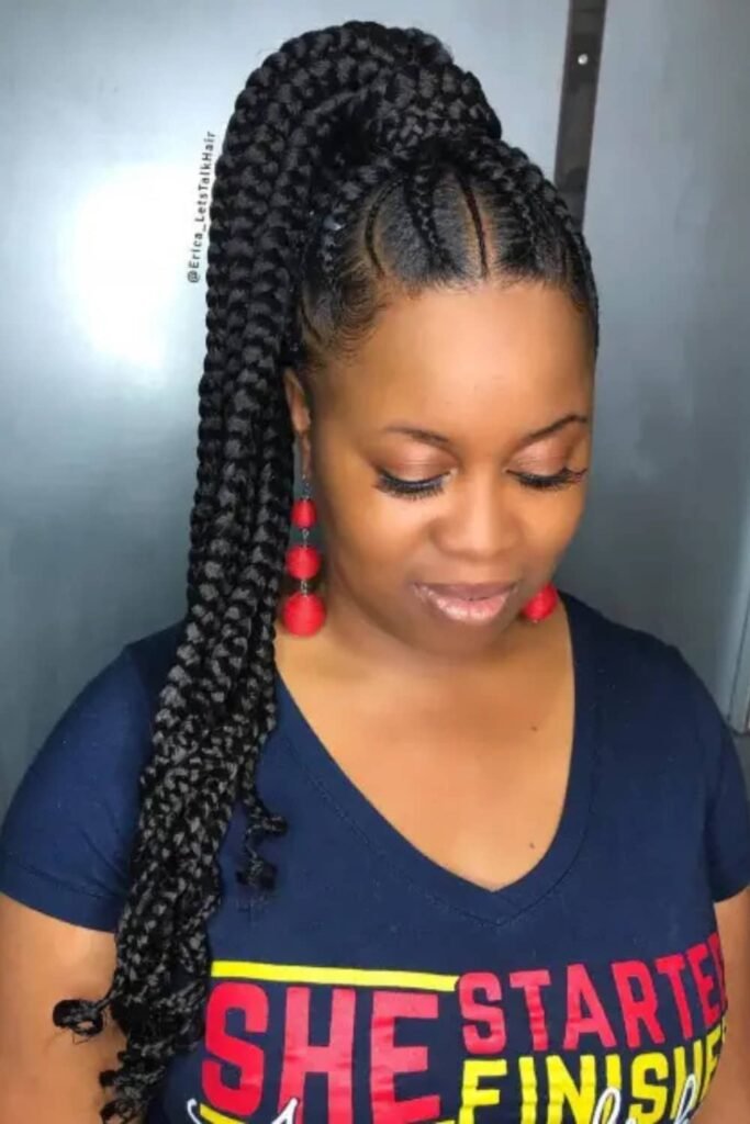 Goddess Cornrows with Loose Ponytail Ends