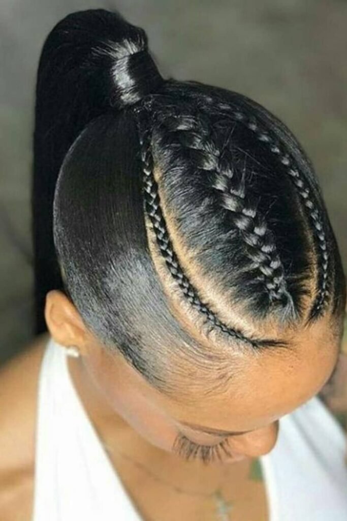 Low Sleek Cornrow Ponytail
