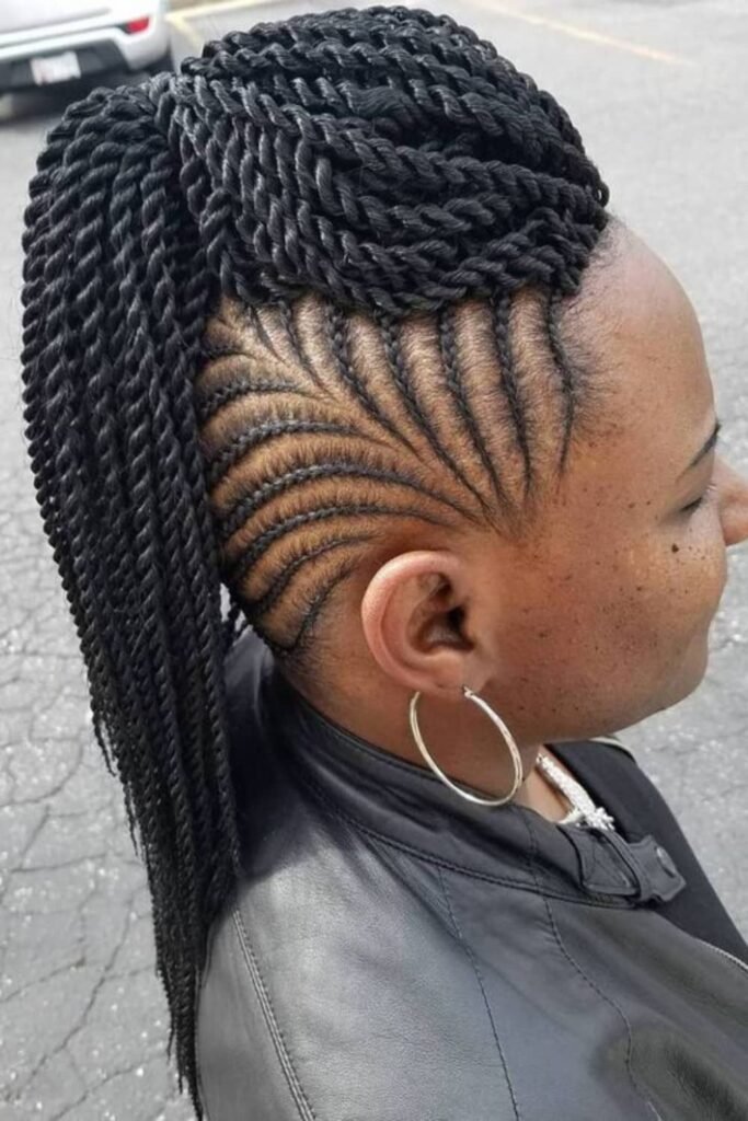 Mohawk Ponytail with Side Cornrows