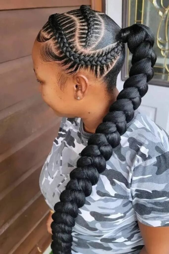 Sleek Ponytail with Cornrows