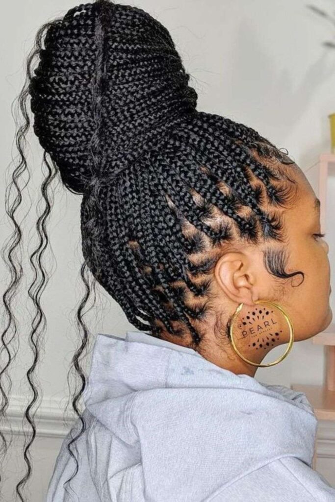 Braided Crown with High Puff