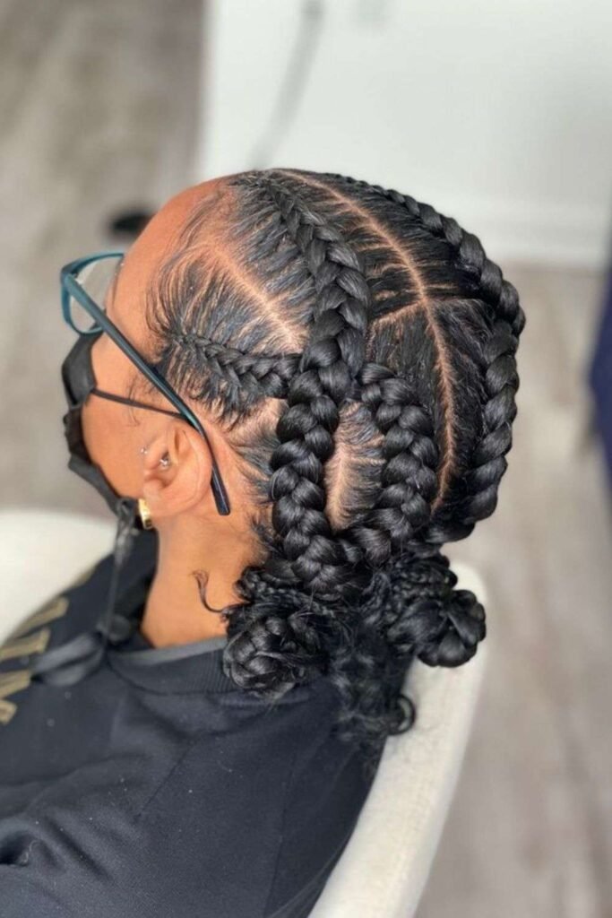 Criss-Cross Cornrow Puff