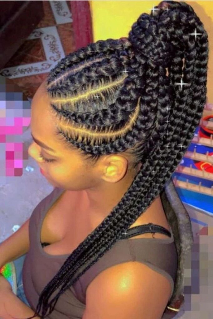 Jumbo Cornrows and Puff