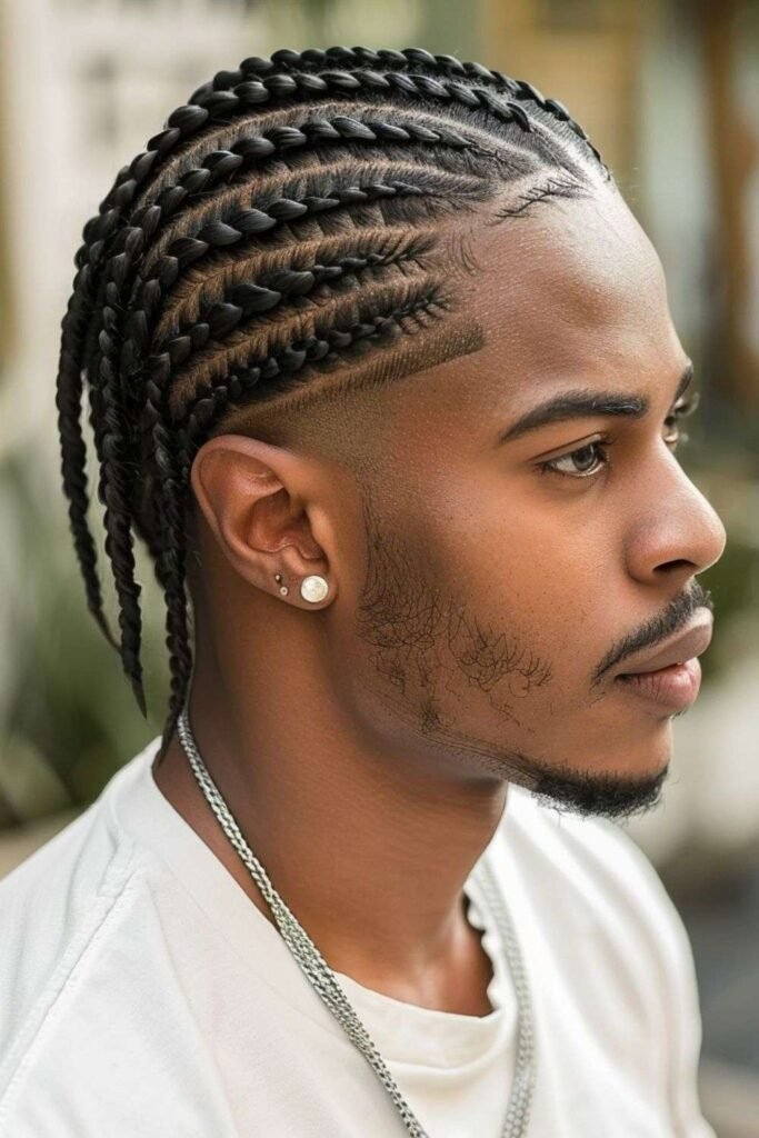 Straight Back Cornrow Hairstyles for Black Men