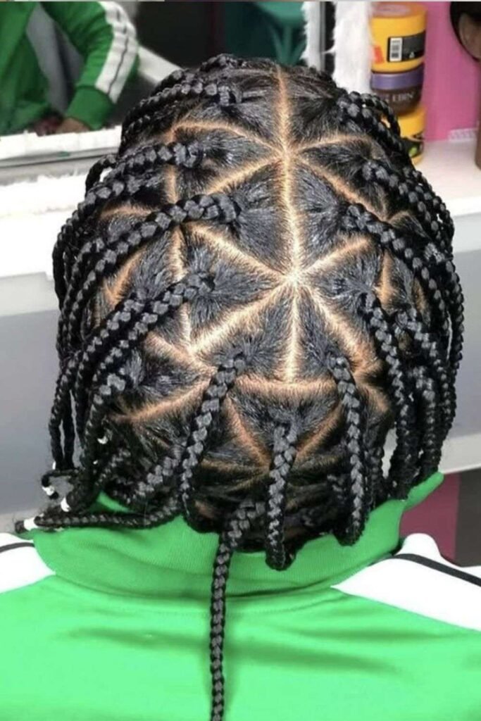 Triangle Part Box Braids with Color