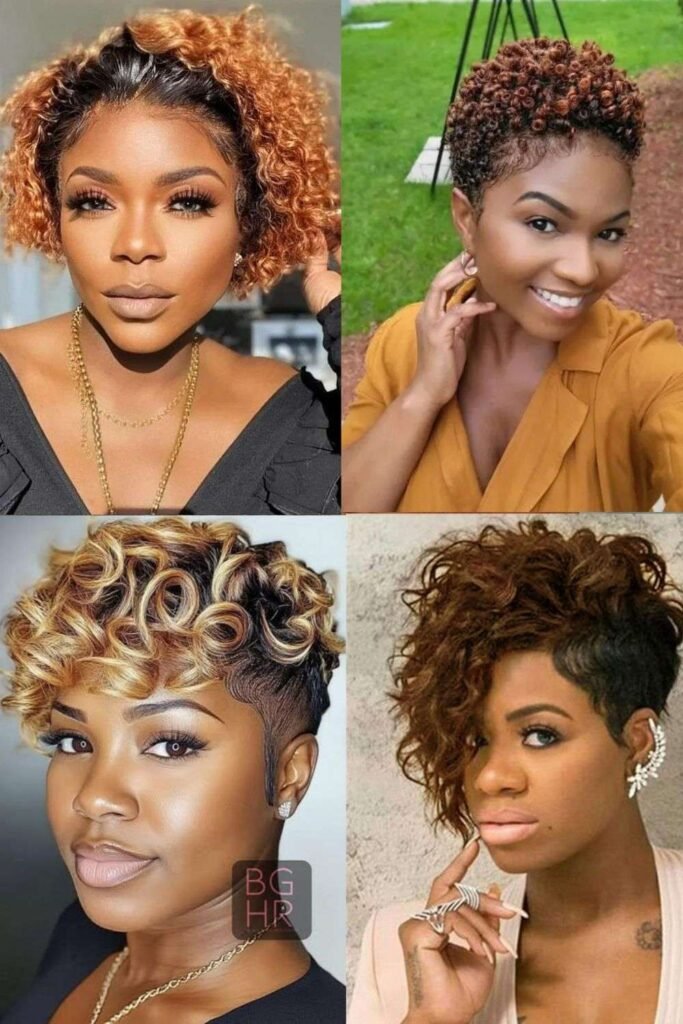 Curly Brown Pixie