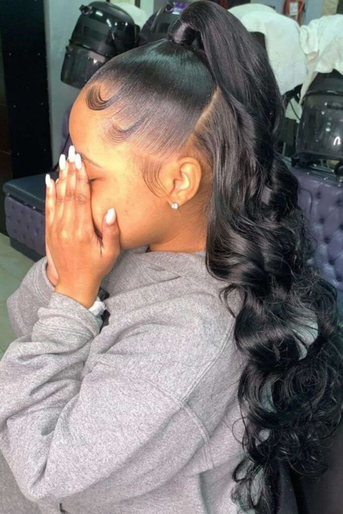 Half-Up Half-Down Bun wavy hair for black women
