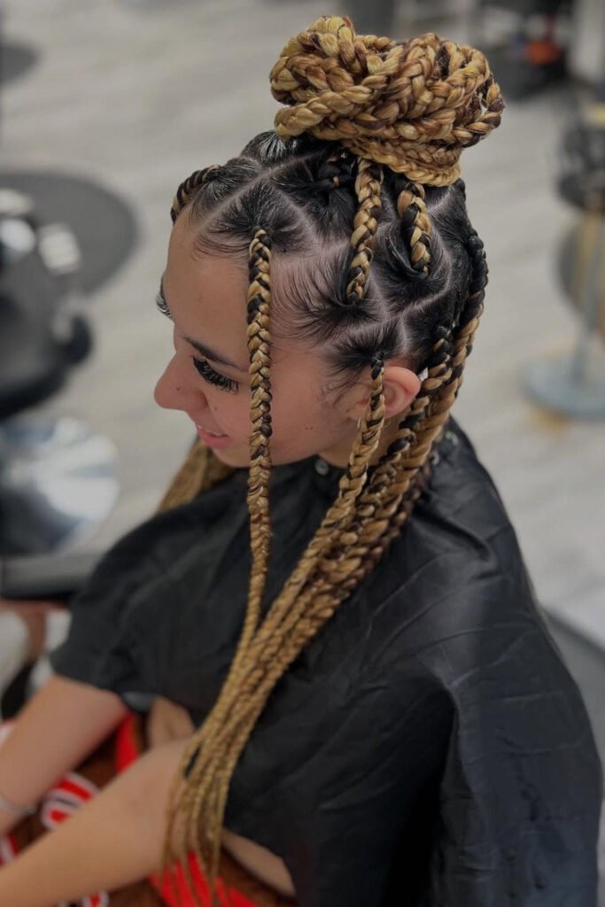 Jumbo Box Braids Bun