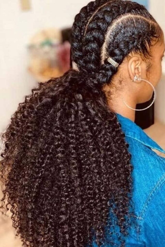 Low Braided Ponytail with Twist Accents