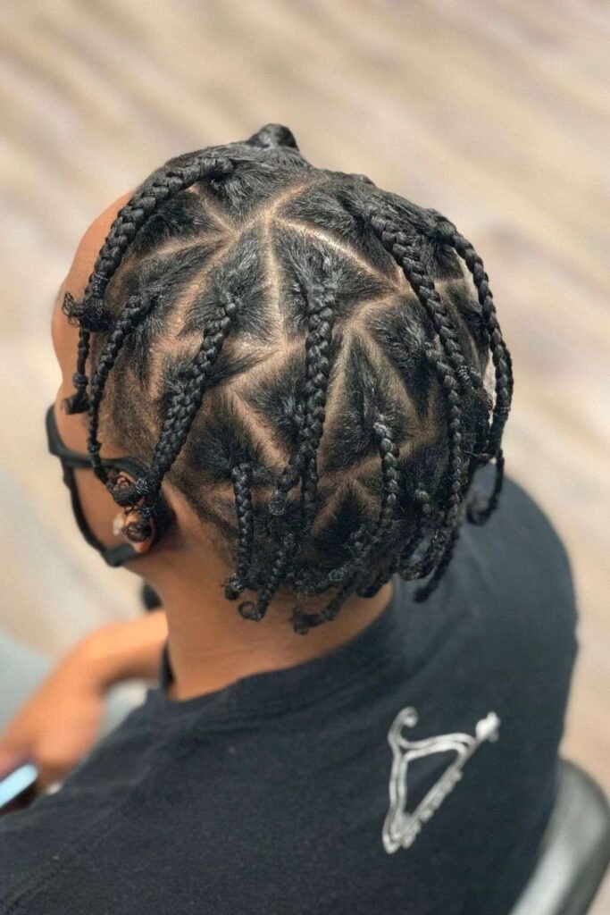 Short Triangle Box Braids men