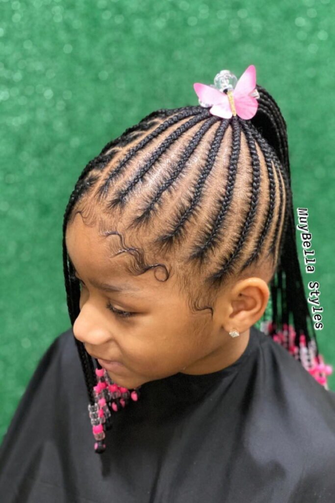 Beaded Bang Braids with Cornrows