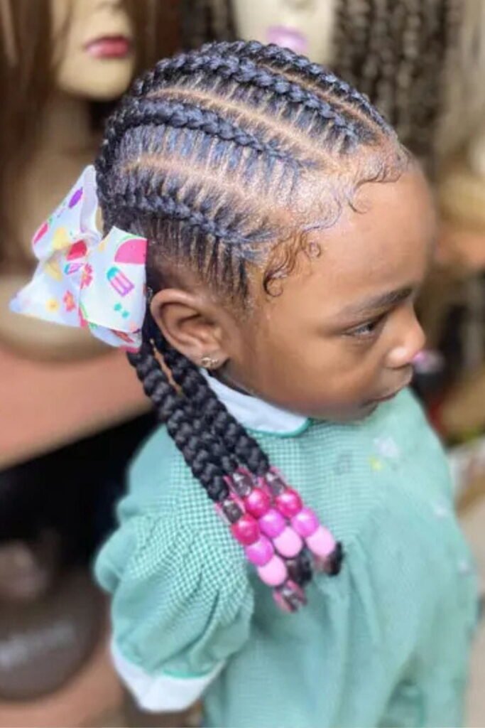 Feed-In Cornrows with Beads