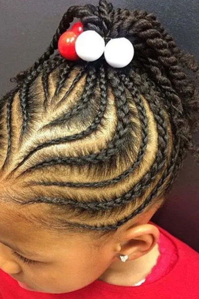 Zig-Zag Cornrows with Clear Beads