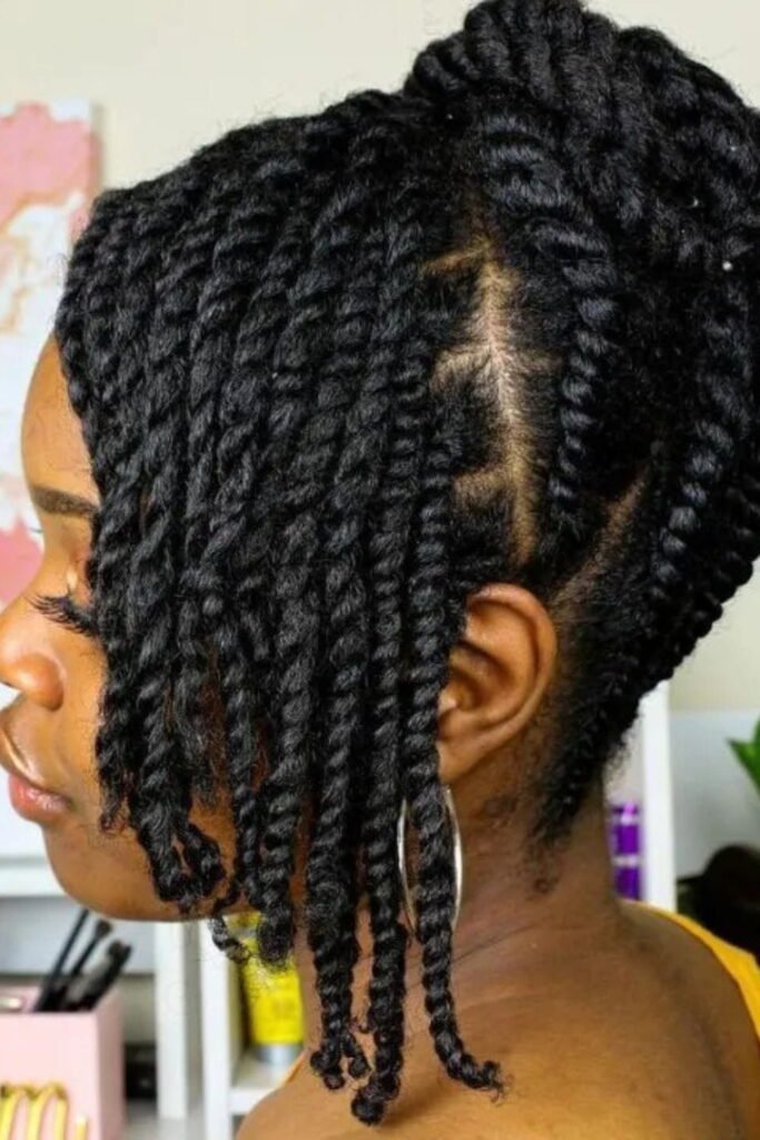  Ash Brown Crown Braid on Natural Hair