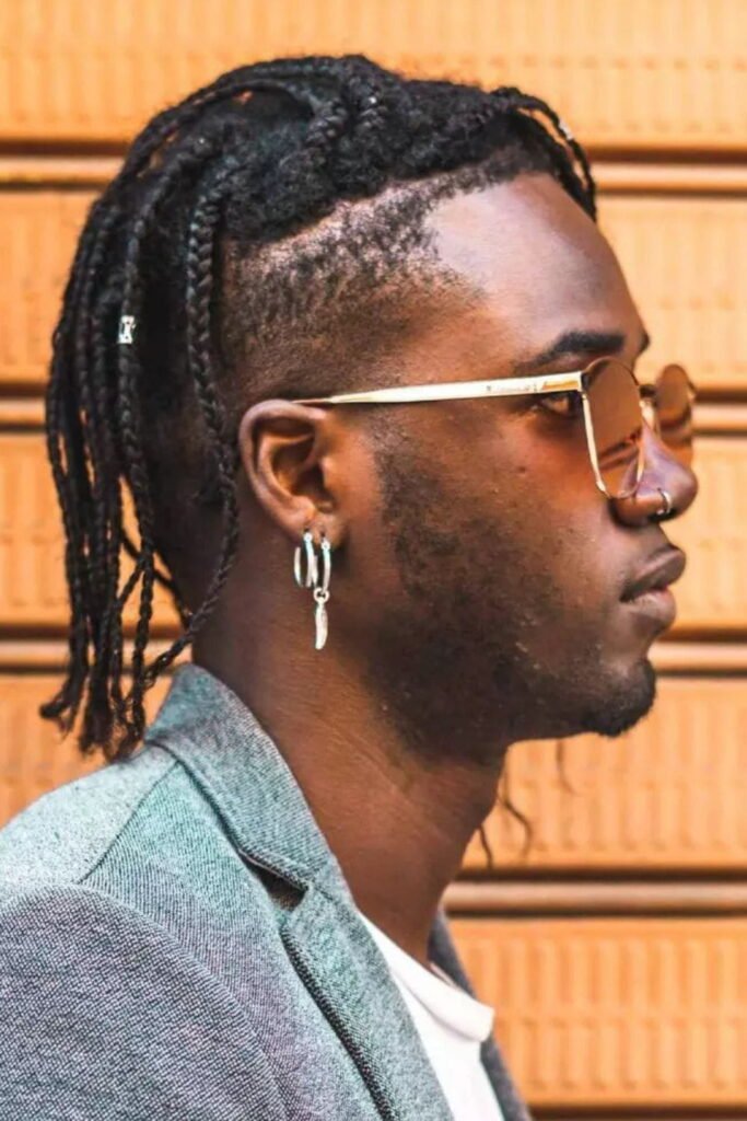 Box Braids with Middle Part and Undercut