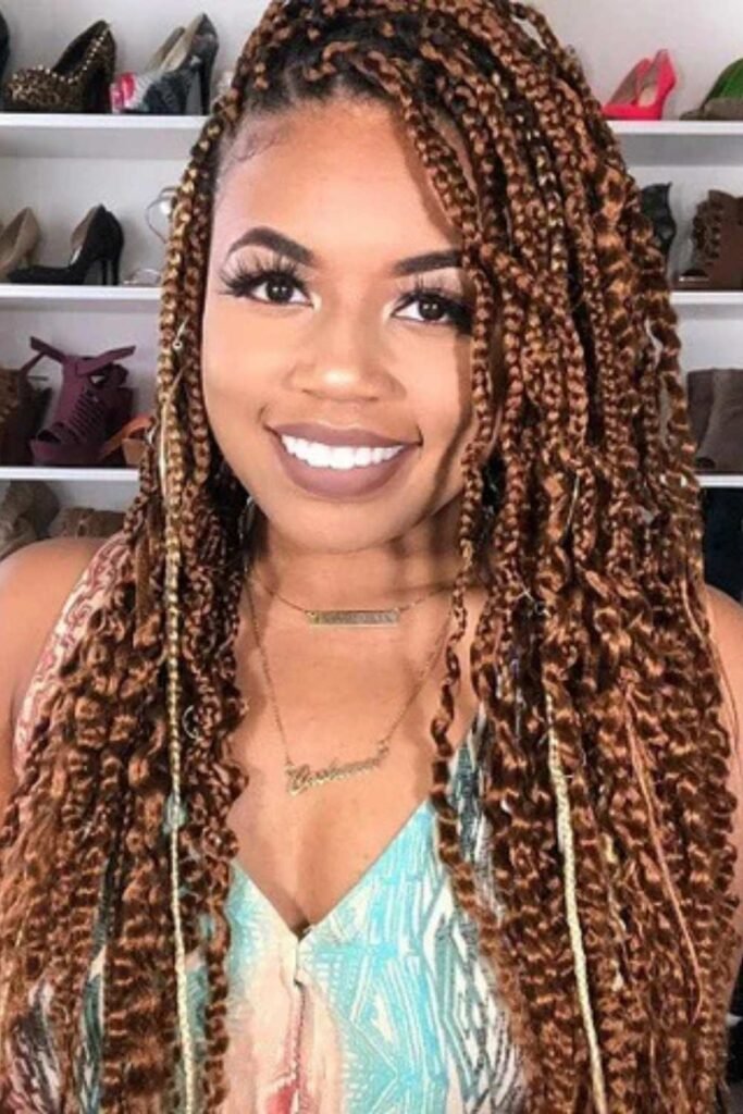 Brown and Auburn Box Braids