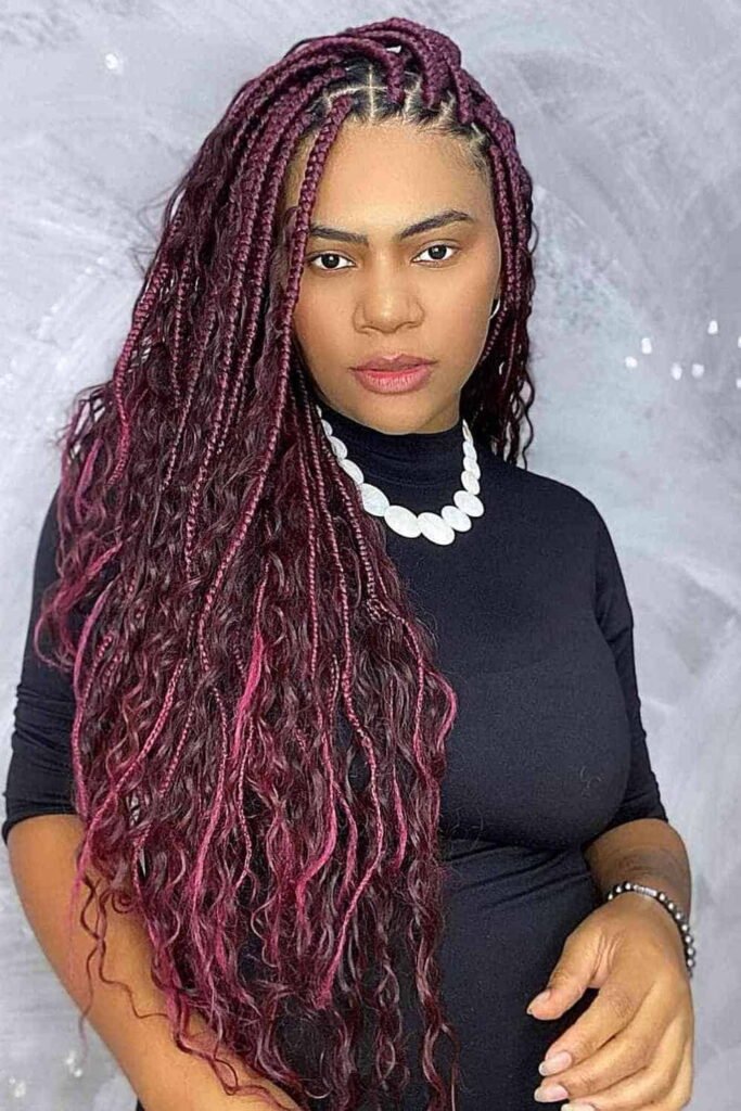 Burgundy Box Braids