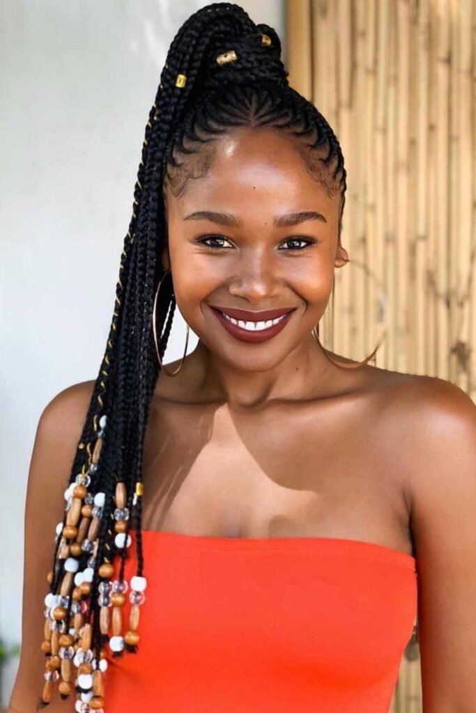 Cornrow Ponytail with Beads