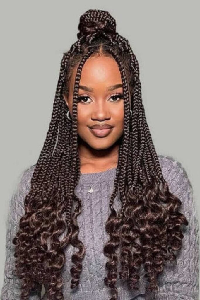 Half-Up Half-Down Curly Box Braids