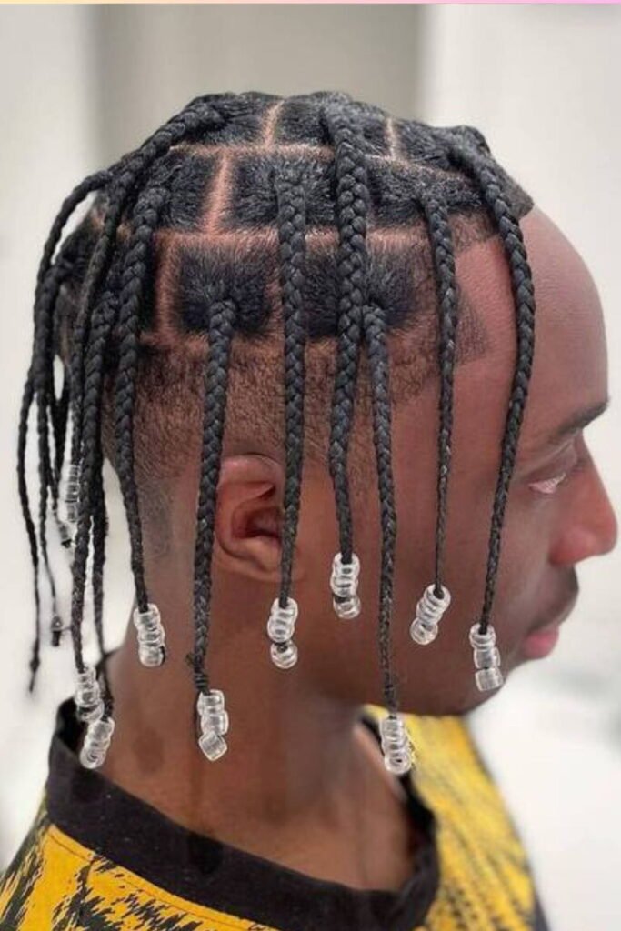 Middle Part Box Braids with Beads