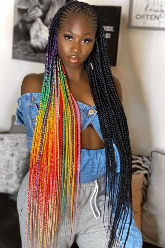 Multicolored and Rainbow Box Braids