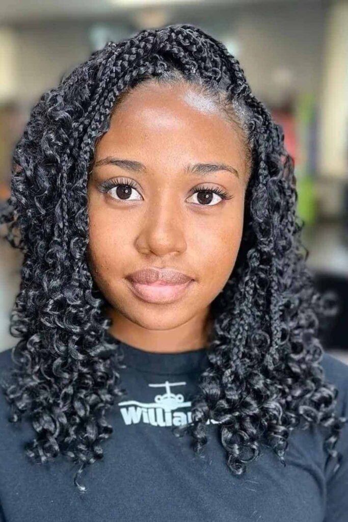 Short Bob Box Braids with Curls