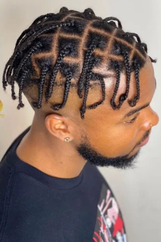 Short Box Braids Middle Part Style