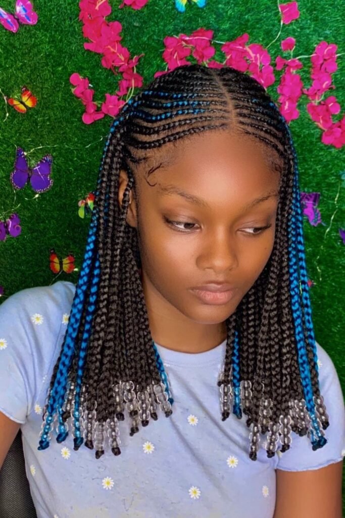Short Cornrows with Beads