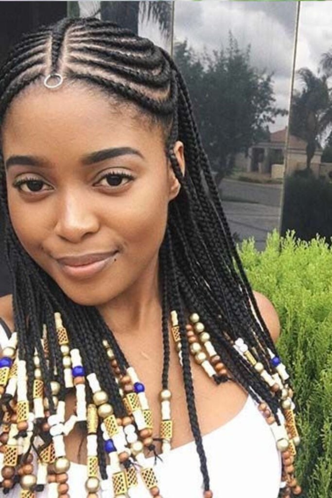 Side Cornrow Braids with Beads