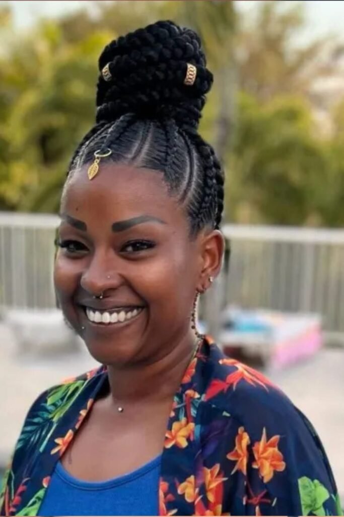 Updo Cornrows with Accessories